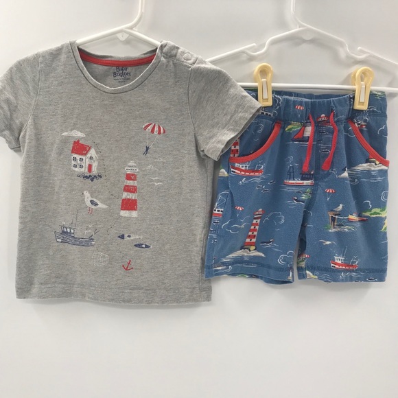 Mini Boden Other - Mini Boden Lighthouse Short Shirt Set 18-24 Boy